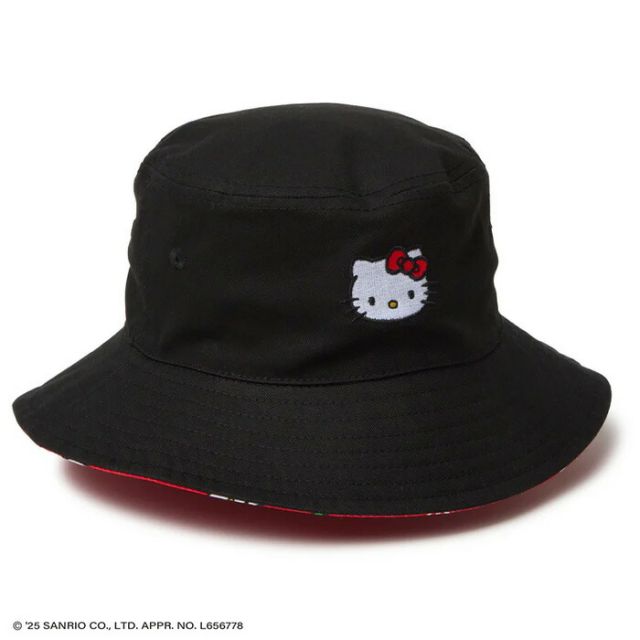 KIDS BUCKET RV KITTY キッズ Kid's バケット01 リバーシブル HELLO KITTY ハローキティ ブラック ニューエラ ハローキティ コラボ バケットハット キッズ ハット 帽子 子供用 S M L ブラック HELLO KITTY (250411)