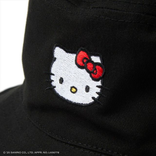 KIDS BUCKET RV KITTY キッズ Kid's バケット01 リバーシブル HELLO KITTY ハローキティ ブラック ニューエラ ハローキティ コラボ バケットハット キッズ ハット 帽子 子供用 S M L ブラック HELLO KITTY (250411)