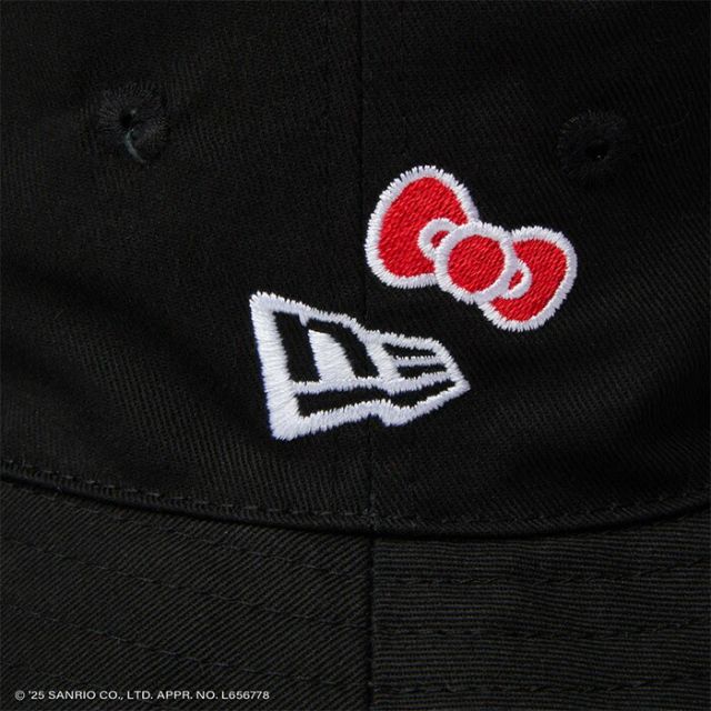 KIDS BUCKET RV KITTY キッズ Kid's バケット01 リバーシブル HELLO KITTY ハローキティ ブラック ニューエラ ハローキティ コラボ バケットハット キッズ ハット 帽子 子供用 S M L ブラック HELLO KITTY (250411)