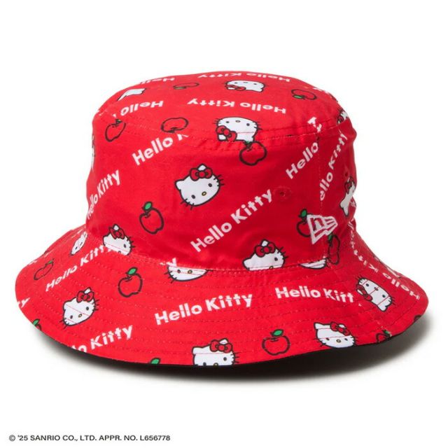 KIDS BUCKET RV KITTY キッズ Kid's バケット01 リバーシブル HELLO KITTY ハローキティ ブラック ニューエラ ハローキティ コラボ バケットハット キッズ ハット 帽子 子供用 S M L ブラック HELLO KITTY (250411)