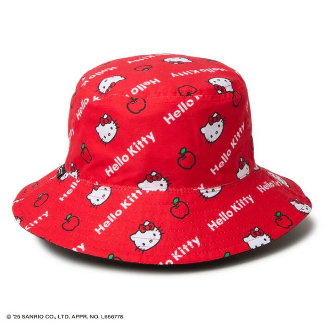 KIDS BUCKET RV KITTY キッズ Kid's バケット01 リバーシブル HELLO KITTY ハローキティ ブラック ニューエラ ハローキティ コラボ バケットハット キッズ ハット 帽子 子供用 S M L ブラック HELLO KITTY (250411)