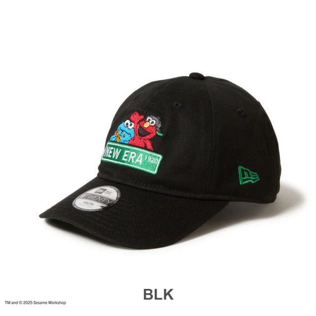 ニューエラ NEWERA YTH 920 SESAME NELG キッズ Youth 9TWENTY SESAME STREET セサミストリート NEW ERA ロゴキャップ 14682467 ブラック／14682466 ストーン コットン素材 カーブドバイザー ユースサイズ 6〜15歳対応 (250904)