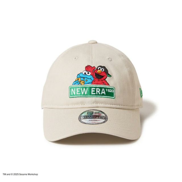 ニューエラ NEWERA YTH 920 SESAME NELG キッズ Youth 9TWENTY SESAME STREET セサミストリート NEW ERA ロゴキャップ 14682467 ブラック／14682466 ストーン コットン素材 カーブドバイザー ユースサイズ 6〜15歳対応 (250904)