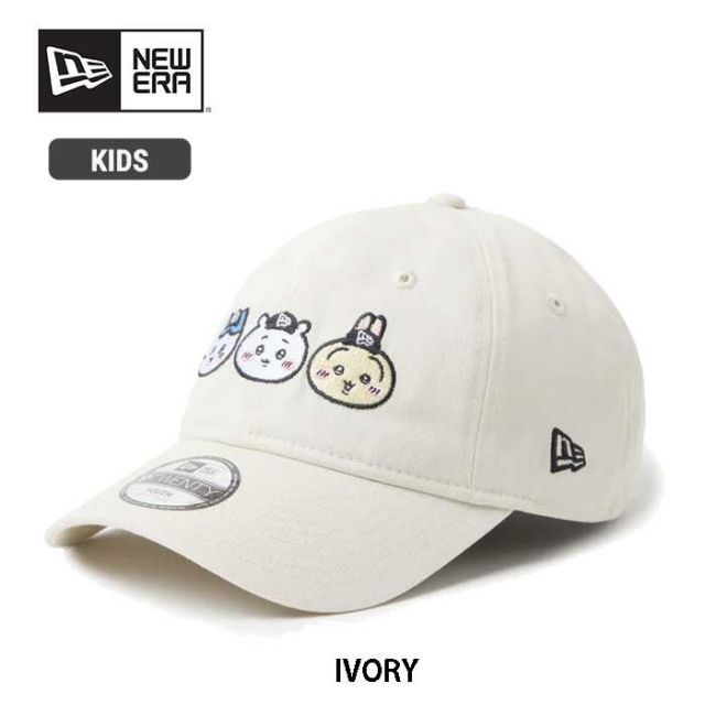 ニューエラ キッズ キャップ ちいかわ Youth 9TWENTY NEW ERA 14864477 アイボリー 帽子 子供用 6歳〜15歳 サイズ調整 クロスストラップ カーブドバイザー ハチワレ うさぎ キャラクター コラボ キッズ帽子