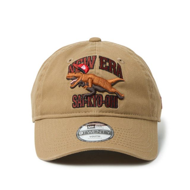 ニューエラ キッズ 最強王図鑑 ティラノサウルス 9TWENTY キャップ カーキ NEW ERA Youth コットン クロスストラップ 帽子 小学生 恐竜 アニメ コラボ 14857674 YTH920 SAI-KYO-OH