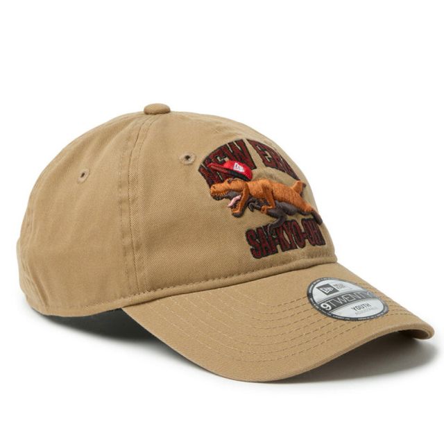 ニューエラ キッズ 最強王図鑑 ティラノサウルス 9TWENTY キャップ カーキ NEW ERA Youth コットン クロスストラップ 帽子 小学生 恐竜 アニメ コラボ 14857674 YTH920 SAI-KYO-OH