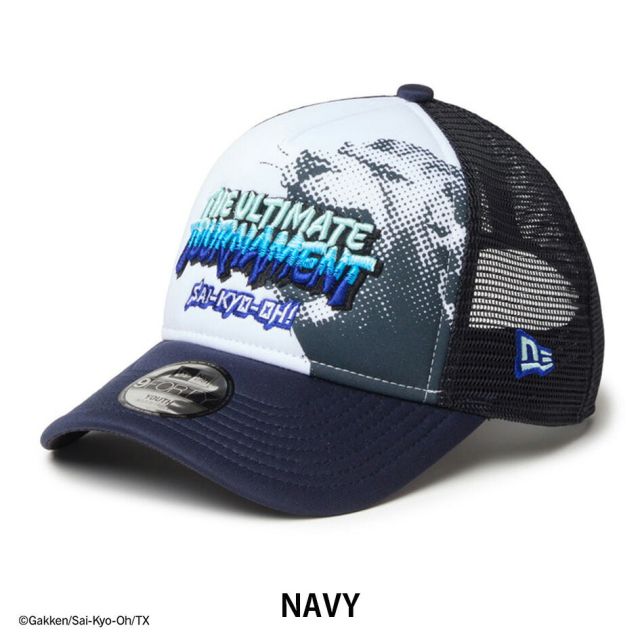 ニューエラ キッズ 最強王図鑑 ティラノサウルス 9FORTY A-Frame トラッカー キャップ NEW ERA Youth メッシュ ポリエステル スナップバック 帽子 小学生 恐竜 アニメ コラボ ホワイト ブラック 14857672 14857673 YTH940AFTR SAI-KYO-OH
