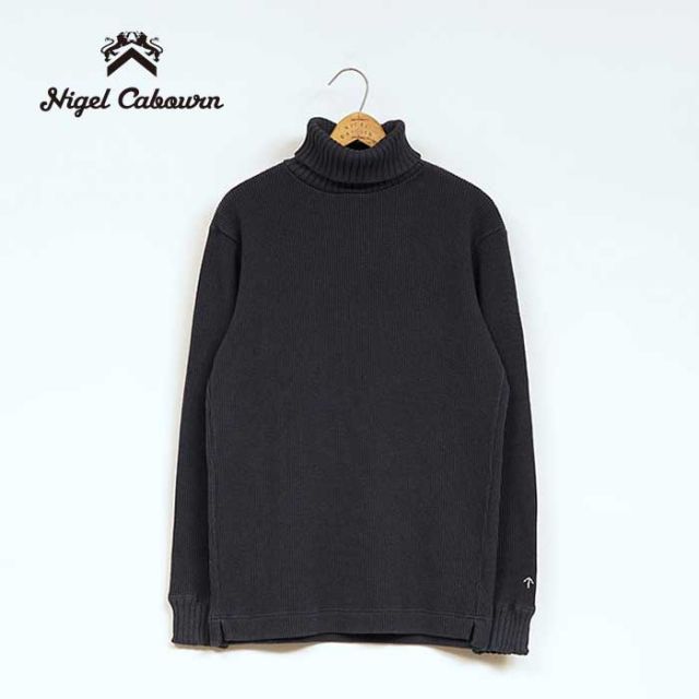 ナイジェルケーボン セーター Nigel Cabourn 80490020025 タートルネック ワッフル TURTLE NECK WAFFLE ネイビー メンズ (241129)