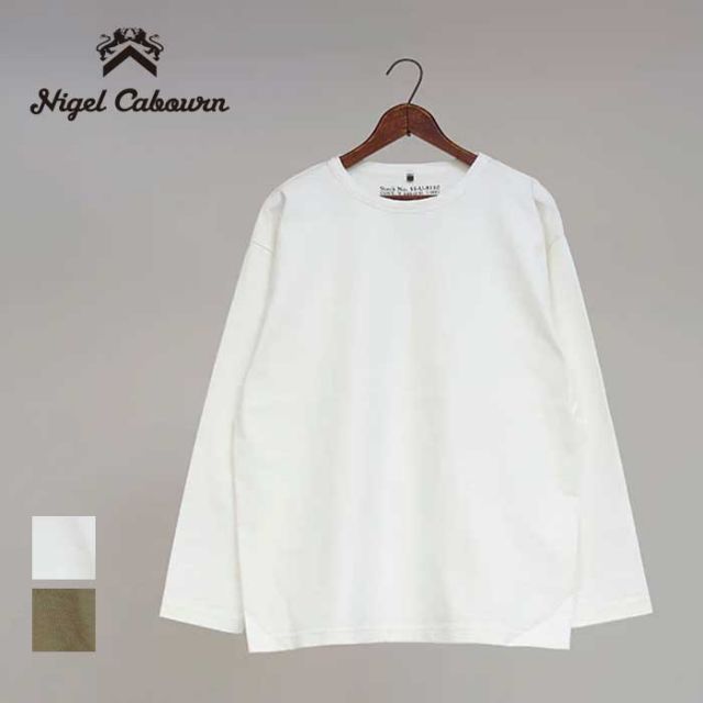 ナイジェルケーボン 長袖Tシャツ ロンt ロングスリーブシャツ メンズ レディース ユニセックス nigelcabourn 80490020030 9.5オンス 40s USMC ロングスリーブシャツ / 9.5oz 40s USMC LONG SLEEVE SHIRT ホワイト グリーン カットソー コットン M 日本 (240926)