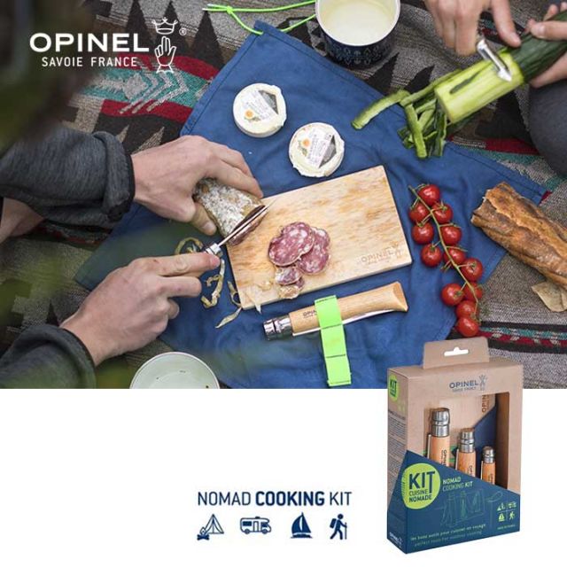 オピネル OPINEL ノマドクッキング キット 2 ナイフ ピーラー コークスクリュー まな板 ボトルオープナー タオル キャンプ アウトドア 41640 (240403)