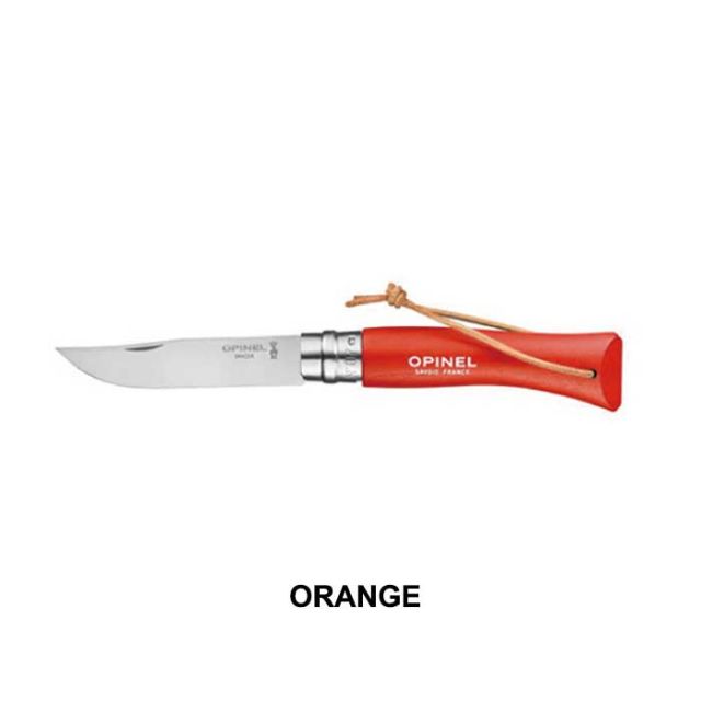 OPINEL 414 ｽﾃﾝﾚｽｽﾁｰﾙ 皮紐付 #7 COLORAMA