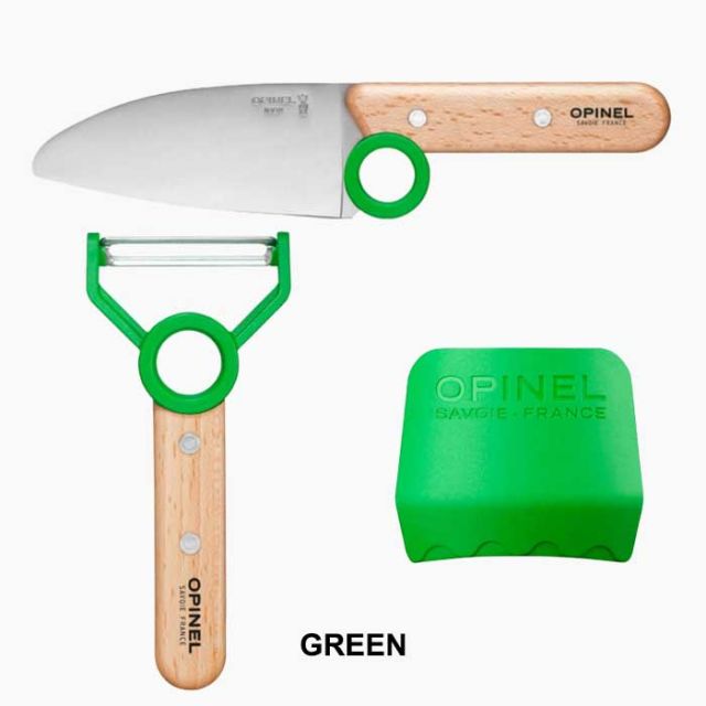 オピネル 3点キッチンセット キッズ opinel Le petit chef BOX SET シェフナイフ プロテクトフィンガー ピーラー 皮剥き器 包丁 指ガード ステンレス こども包丁 子供用 ギフト プレゼント ブルー グリーン レッド メール便(240708)