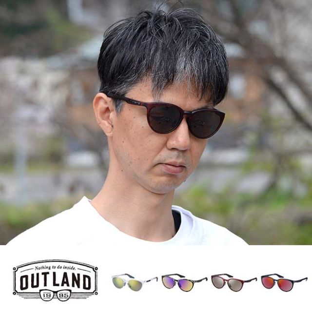OUTLAND サングラス COLCA  偏光サングラス メンズ レディース ユニセックス ブラック レッドシャドーミラー スモーク フィッシング アウトドア 軽量フレーム 山本光学 山登り 釣り ハイキング 明るいレンズ アウトランド OL-202