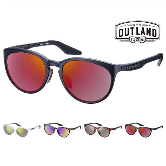 OUTLAND サングラス COLCA  偏光サングラス メンズ レディース ユニセックス ブラック レッドシャドーミラー スモーク フィッシング アウトドア 軽量フレーム 山本光学 山登り 釣り ハイキング 明るいレンズ アウトランド OL-202
