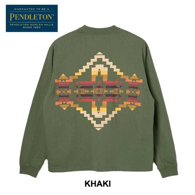 ペンドルトン ロンt PENDLETON 長袖 19807029 L/S BKPrint Tee メンズ レディース ユニセックス ブラック ブルー カーキ ホワイト S M L ジャパンフィット コットン オールシーズン メール便 (240908)
