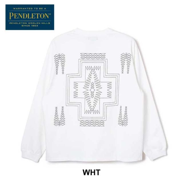 ペンドルトン ロンt PENDLETON 長袖 19807030 L/S BK EMB Tee メンズ レディース ユニセックス S M L カーキ ホワイト コットン 刺繍 (240908)