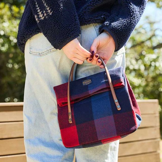 ペンドルトン ランチバッグ PENDLETON ウールミニランチバッグ 19802587 MH004 LunchBag チェック ミニ 秋冬 ウール ハンドバッグ グリーン ブラウン レッド ネイビー 結婚祝い 新築祝い 引っ越し祝い (240926)
