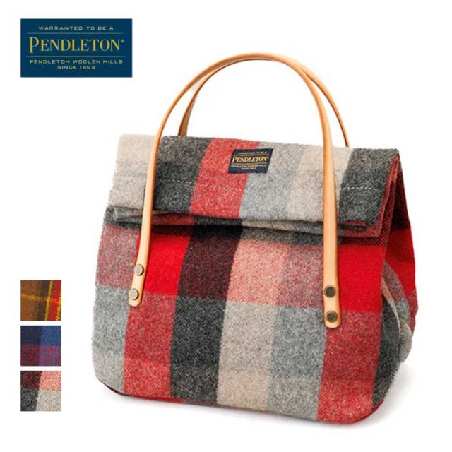 ペンドルトン ランチバッグ PENDLETON ウールミニランチバッグ 19802587 MH004 LunchBag チェック ミニ 秋冬 ウール ハンドバッグ グリーン ブラウン レッド ネイビー 結婚祝い 新築祝い 引っ越し祝い (240926)