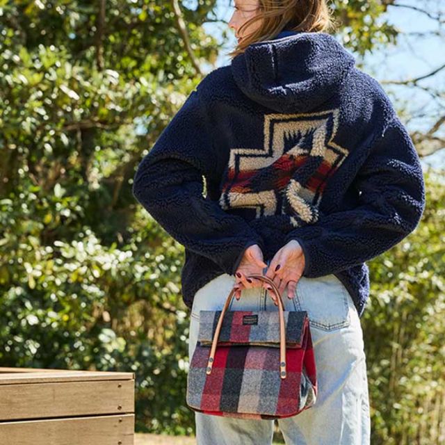 ペンドルトン ランチバッグ PENDLETON ウールミニランチバッグ 19802587 MH004 LunchBag チェック ミニ 秋冬 ウール ハンドバッグ グリーン ブラウン レッド ネイビー 結婚祝い 新築祝い 引っ越し祝い (240926)