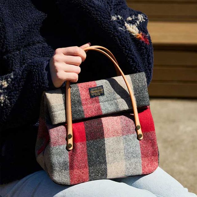 ペンドルトン ランチバッグ PENDLETON ウールミニランチバッグ 19802587 MH004 LunchBag チェック ミニ 秋冬 ウール ハンドバッグ グリーン ブラウン レッド ネイビー 結婚祝い 新築祝い 引っ越し祝い (240926)