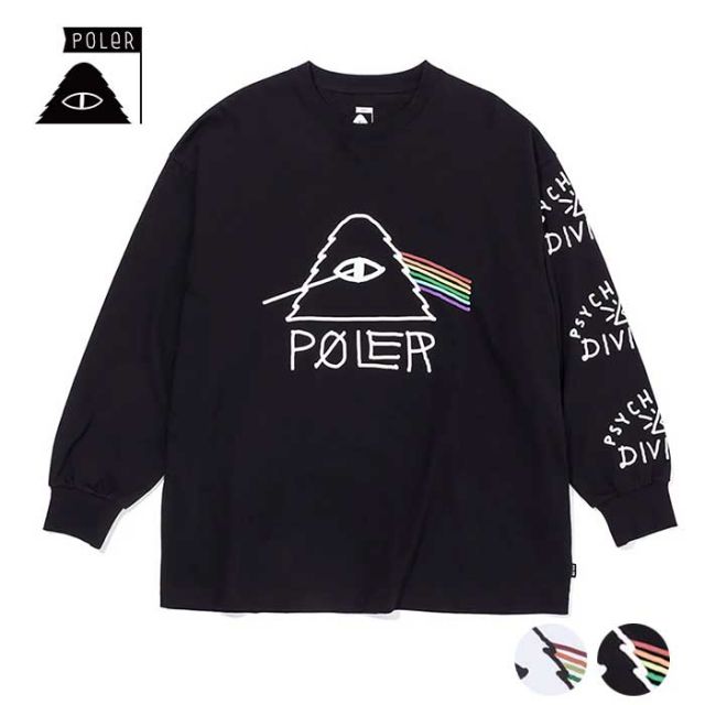 ポーラー POLER サイケデリック リラックスフィット 長袖Tシャツ PSYCHEDELIC RELAX FIT TEE L/S TEE メンズ ユニセックス 春 夏 コットン ブラック ホワイト M / L  (240317)