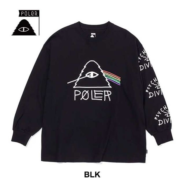 ポーラー POLER サイケデリック リラックスフィット 長袖Tシャツ PSYCHEDELIC RELAX FIT TEE L/S TEE メンズ ユニセックス 春 夏 コットン ブラック ホワイト M / L  (240317)