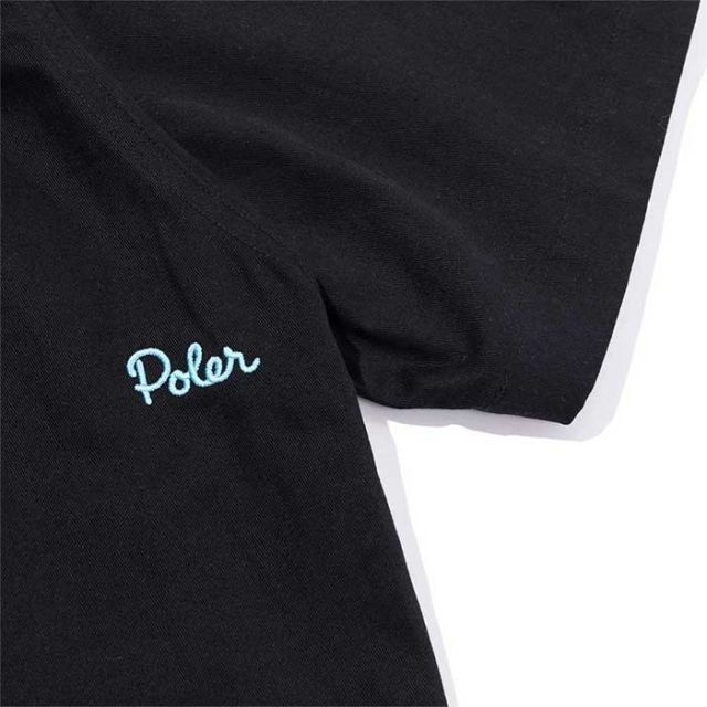 ポーラー ボタンダウンシャツ メンズ POLeR BLAKE S/S BUTTON DOWN SHIRT 半袖 ブラック グリーン 刺繍 コットン M / L メール便 (240331)