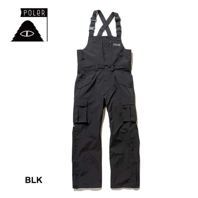 ポーラー ビブパンツ POLER PL×AFD 3.0L STM PRF CARGO BIB PANTS AFDICEGEAR スノーボード ウエア ブラック オリーブ S / M (241129)