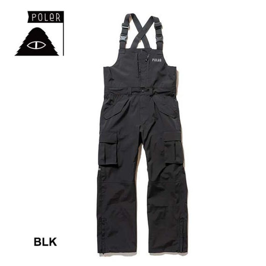 ポーラー ビブパンツ POLER PL×AFD 3.0L STM PRF CARGO BIB PANTS AFDICEGEAR スノーボード ウエア ブラック オリーブ S / M (241129)