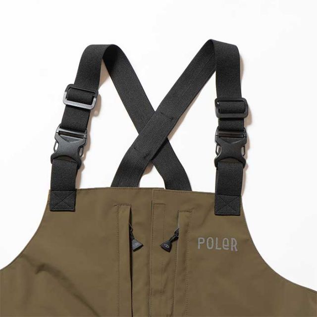 ポーラー ビブパンツ POLER PL×AFD 3.0L STM PRF CARGO BIB PANTS AFDICEGEAR スノーボード ウエア ブラック オリーブ S / M (241129)