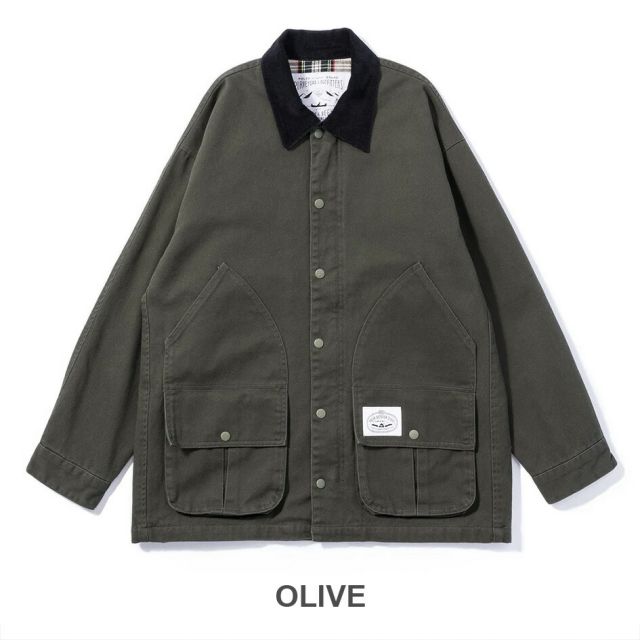 ポーラー POLER 243MCV0030 PL OUTPOST HUNTING JACKET アウトポスト ハンティングジャケット ブラック／オリーブ コーデュロイ襟 撥水 コットンジャケット メンズ アウトドア カジュアル キャンプコーデ 秋冬アウター タウン (250904)