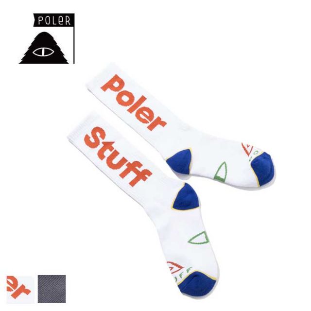 ポーラー 靴下 メンズ POLER 253MCV0116 グレー/ホワイト SKATE SOCKS スケートソックス (250904)