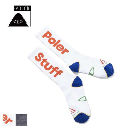 ポーラー 靴下 メンズ POLER 253MCV0116 グレー/ホワイト SKATE SOCKS スケートソックス (250904)