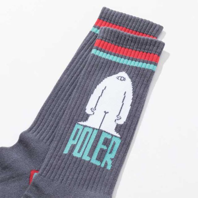 ポーラー 靴下 メンズ POLER 253MCV0116 グレー/ホワイト SKATE SOCKS スケートソックス (250904)