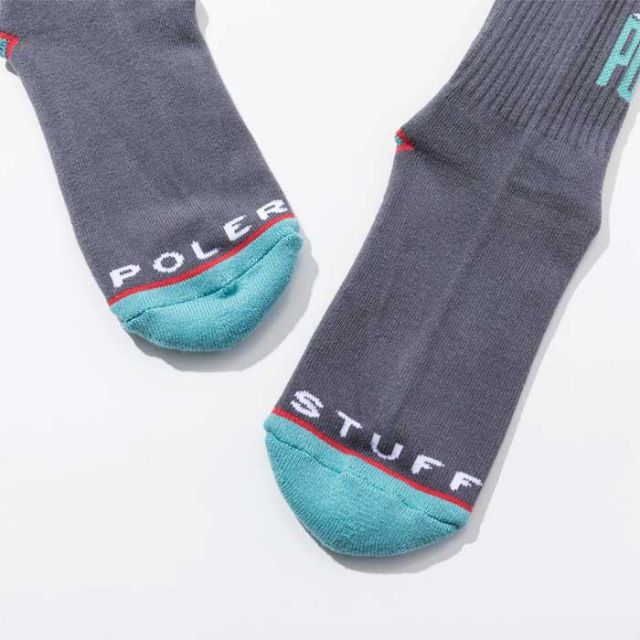 ポーラー 靴下 メンズ POLER 253MCV0116 グレー/ホワイト SKATE SOCKS スケートソックス (250904)