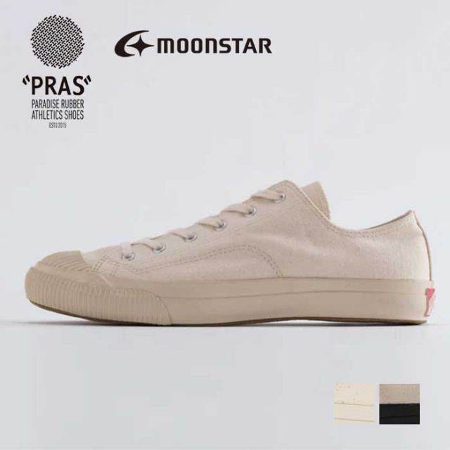 プラス スニーカー キャンバス  メンズ レディース ユニセックス PRAS SHELLCAP LOW 01-LOW バルカナイズド 日本製 ローカット 生成り ブラック ホワイト シンプル 久留米 シェルキャップ 26cm / 27cm オールシーズン