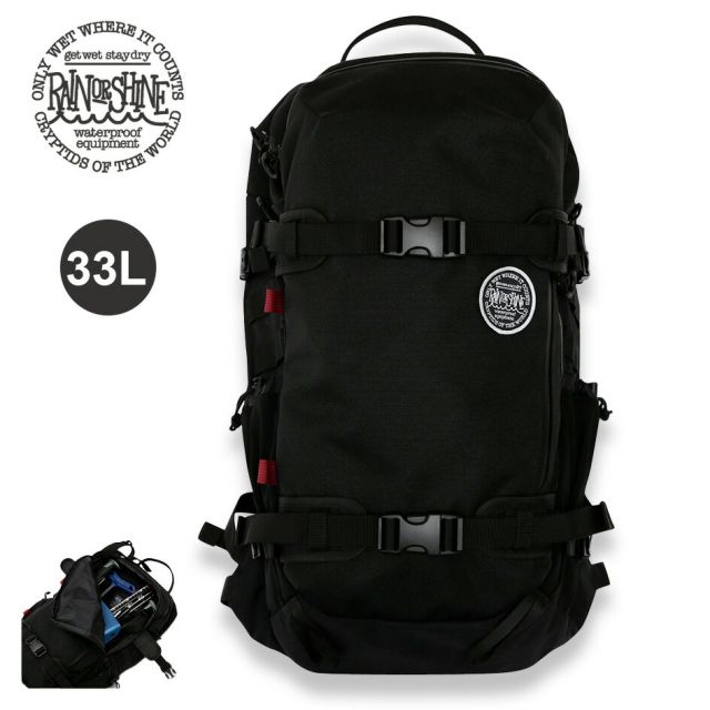 レインオアシャイン RAIN OR SHINE BC PACK 33L CORDURA バックカントリー用バックパック アバランチ対応 ヘルメットホルダー内蔵 スノーボードキャリー