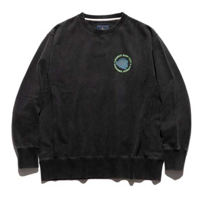 ロアーク トレーナー スウェット ROARK RSWJ1071 "SURF CULT" CREW SWEAT メンズ 長袖 ジャパンフィット ブラック 裏毛 リラックスシルエット M / L (241030)