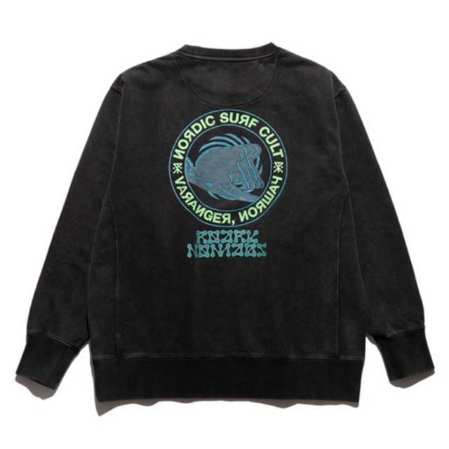 ロアーク トレーナー スウェット ROARK RSWJ1071 "SURF CULT" CREW SWEAT メンズ 長袖 ジャパンフィット ブラック 裏毛 リラックスシルエット M / L (241030)