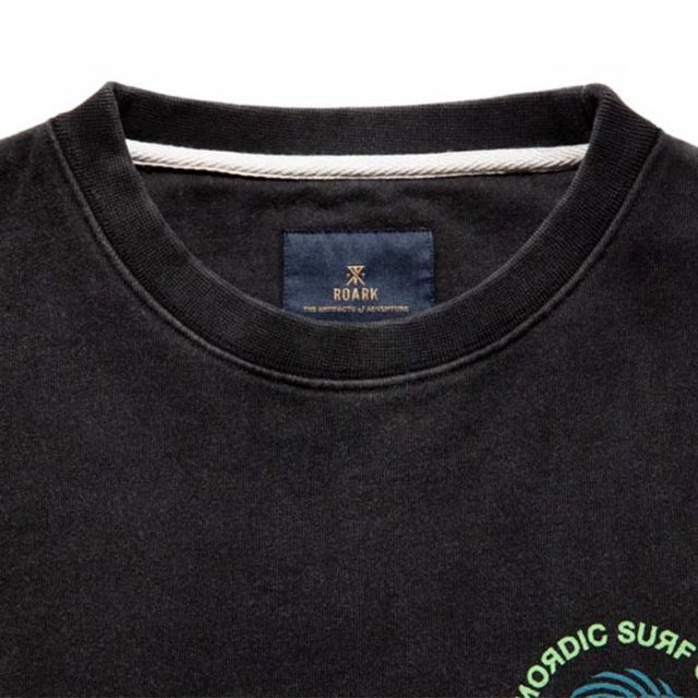 ロアーク トレーナー スウェット ROARK RSWJ1071 "SURF CULT" CREW SWEAT メンズ 長袖 ジャパンフィット ブラック 裏毛 リラックスシルエット M / L (241030)