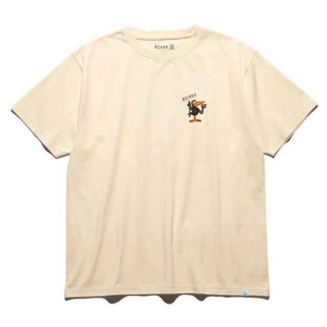 ロアーク ROARK RTJF1102 "SWOOPY BOYS" FINE TECH DRY T 半袖Tシャツ メンズ カラス プリント 吸湿 消臭 ドライ 再生繊維 コットン ミドルウェイト 日本サイズ トレラン マラソン ランニング (250328)
