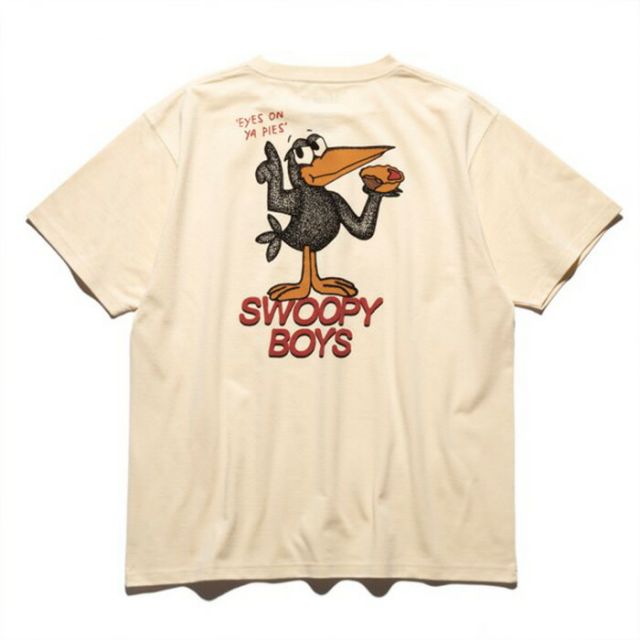 ロアーク ROARK RTJF1102 "SWOOPY BOYS" FINE TECH DRY T 半袖Tシャツ メンズ カラス プリント 吸湿 消臭 ドライ 再生繊維 コットン ミドルウェイト 日本サイズ トレラン マラソン ランニング (250328)