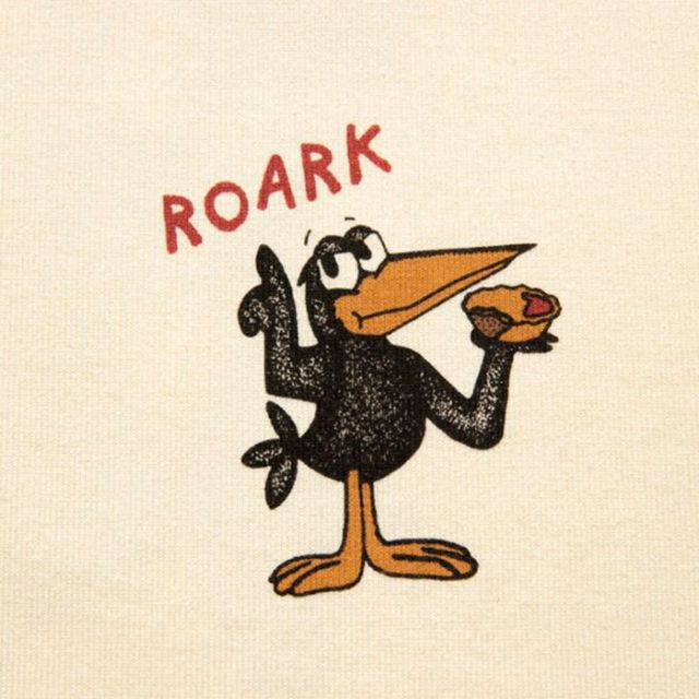 ロアーク ROARK RTJF1102 "SWOOPY BOYS" FINE TECH DRY T 半袖Tシャツ メンズ カラス プリント 吸湿 消臭 ドライ 再生繊維 コットン ミドルウェイト 日本サイズ トレラン マラソン ランニング (250328)