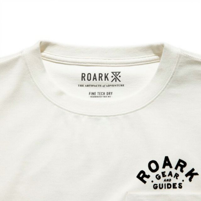 ロアーク ROARK RTJF1104 "GEAR&GUIDES"FINE TECH DRY Tシャツ 半袖 メンズ ドライ 吸湿 消臭 ポケット付き フロッキープリント 綿 再生繊維 ミドルウェイト 日本サイズ  メール便 (250328)