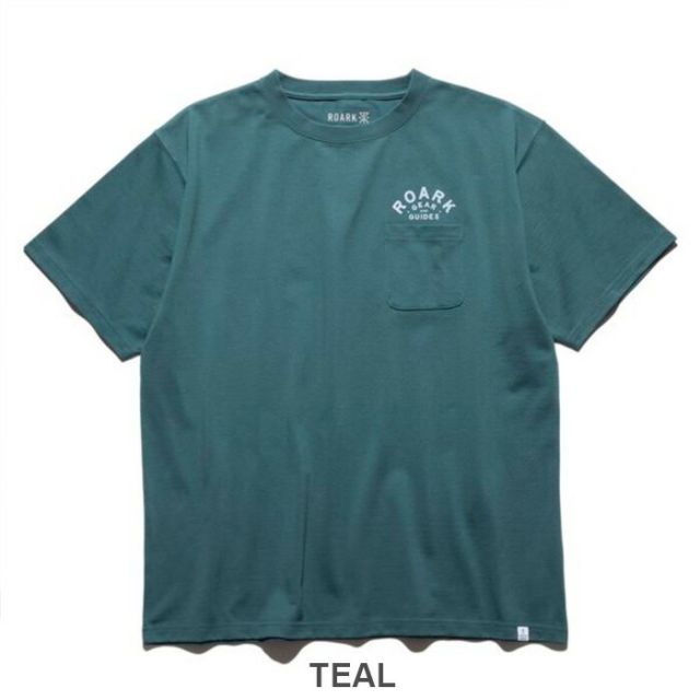 ロアーク ROARK RTJF1104 "GEAR&GUIDES"FINE TECH DRY Tシャツ 半袖 メンズ ドライ 吸湿 消臭 ポケット付き フロッキープリント 綿 再生繊維 ミドルウェイト 日本サイズ  メール便 (250328)