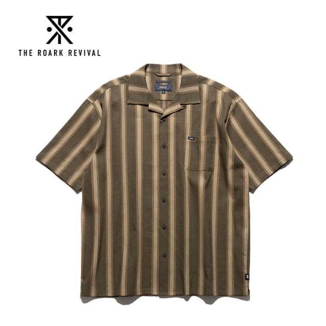 ロアーク 開襟シャツ ROARK RWJ1125 VERTICAL STRIPE JACQUARD 半袖 ストライプ コットン100% THE ROARK REVIVAL (250612)