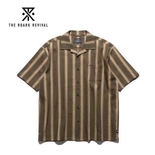 ロアーク 開襟シャツ ROARK RWJ1125 VERTICAL STRIPE JACQUARD 半袖 ストライプ コットン100% THE ROARK REVIVAL (250612)
