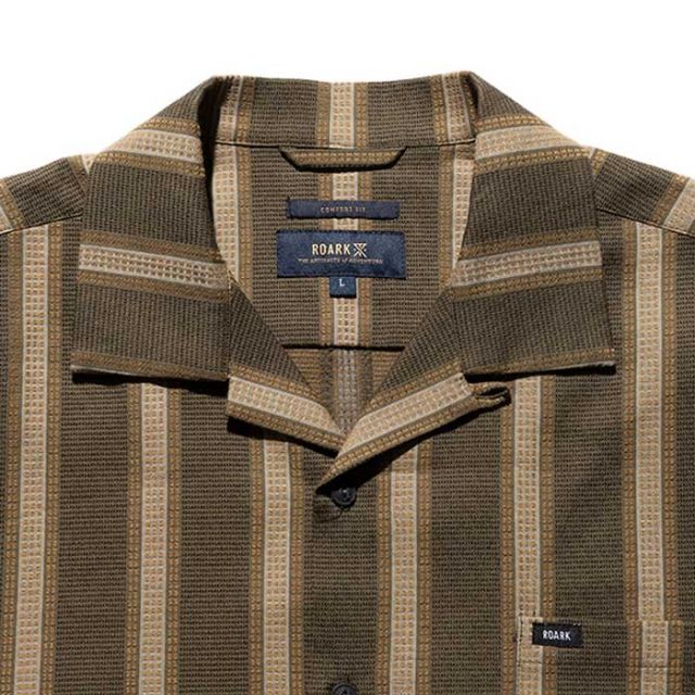 ロアーク 開襟シャツ ROARK RWJ1125 VERTICAL STRIPE JACQUARD 半袖 ストライプ コットン100% THE ROARK REVIVAL (250612)