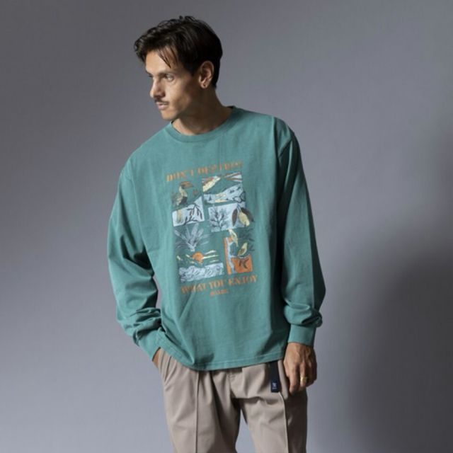 ロアーク ロングスリーブTシャツ ハンター ロンT 長袖Tシャツ コットン100％ 抗菌 防臭 メンズ RLTJ1203 ENJOY WELL WORN L/S TEE HUNTER M