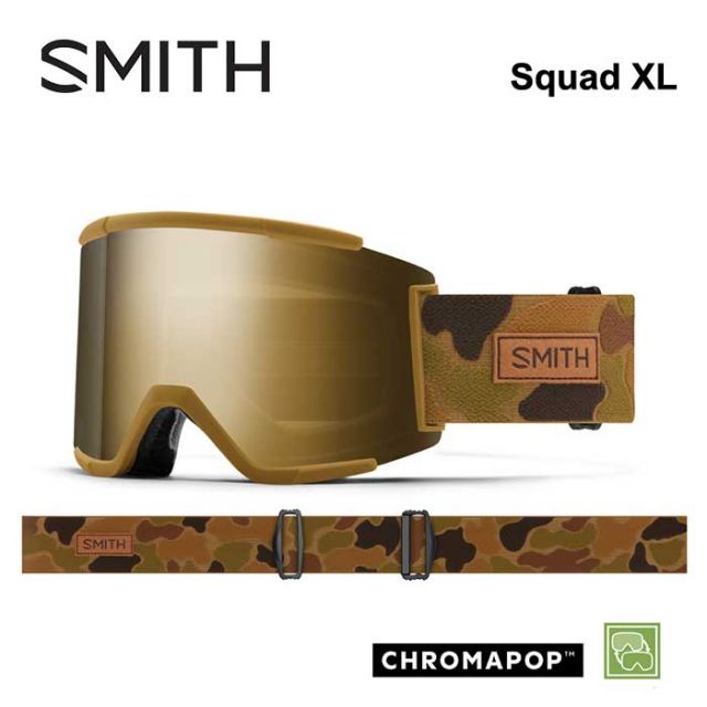スミス スノーゴーグル SMITH SQUAD XL Coyote Pow Hunter CP Sun Black Gold Mirror / CP Storm Blue Sensor Mirror メンズ レディース ユニセックス 平面 (241023)